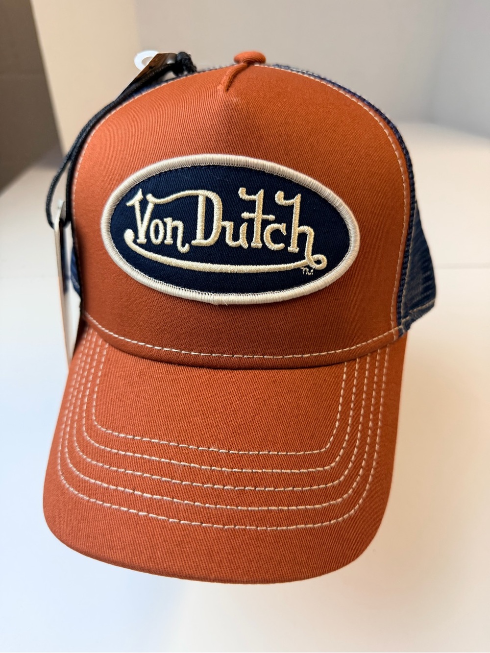 Von Dutch Mahogany and Navy Mesh Trucker Hat NWT Y2K